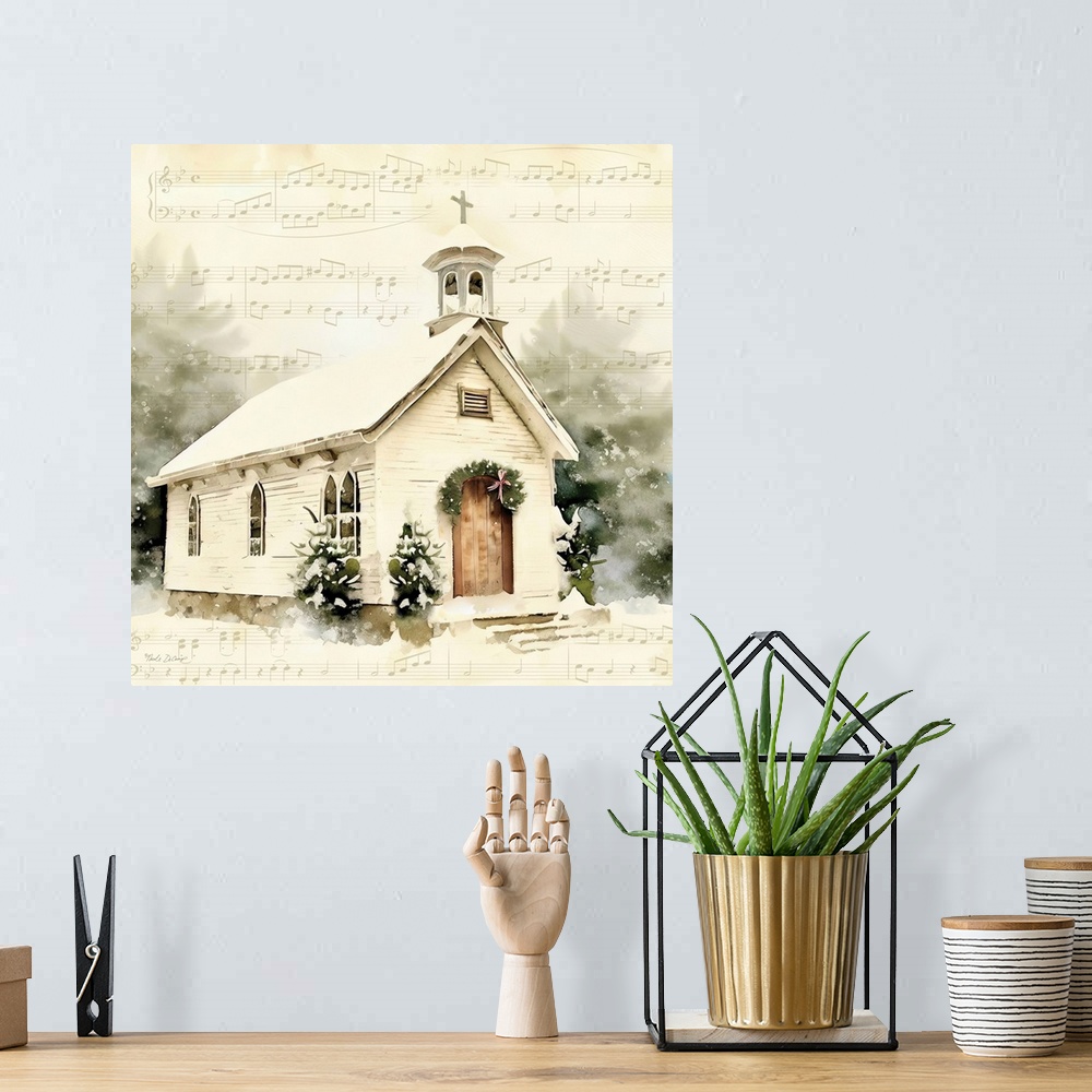 A bohemian room featuring Country Church At Christmas II