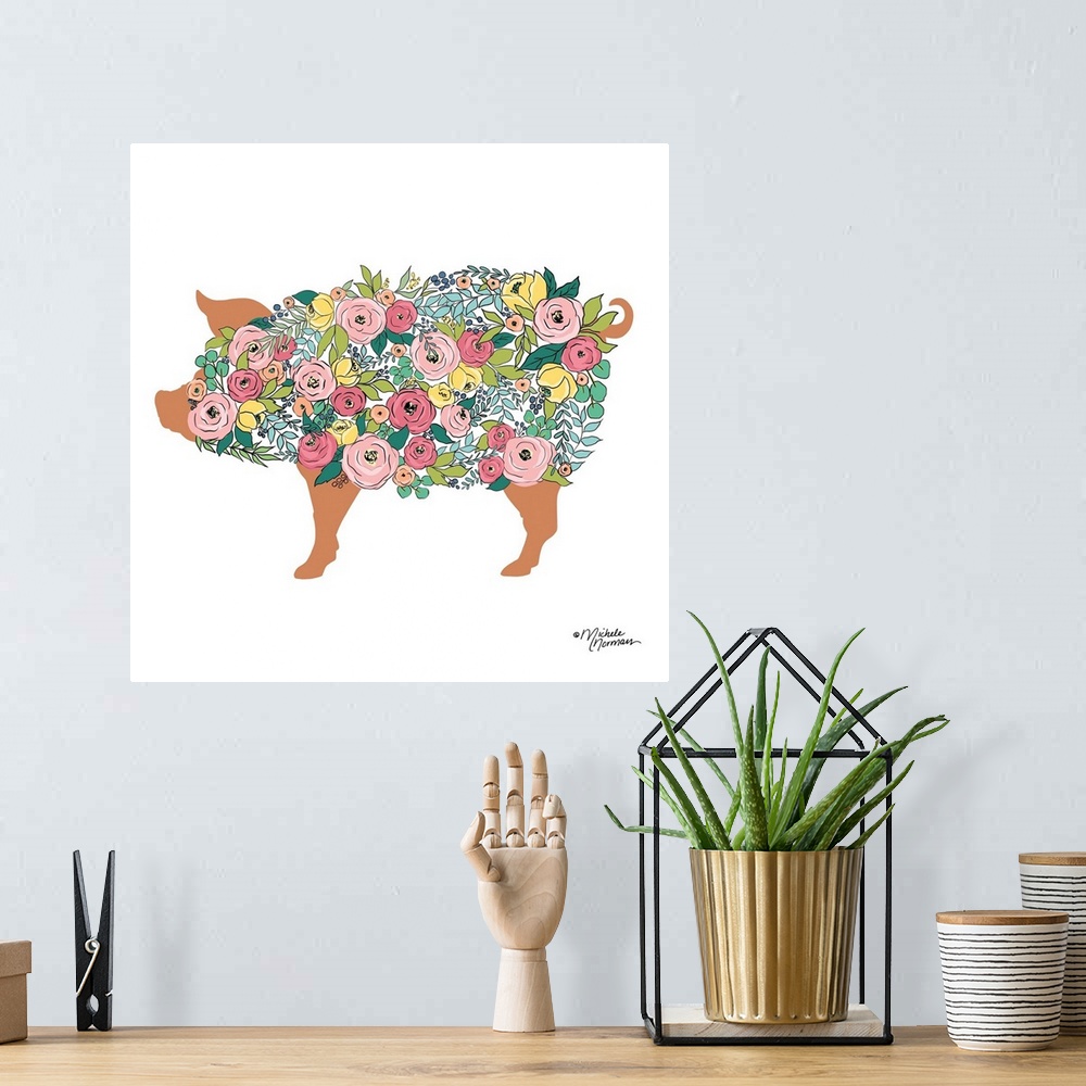 A bohemian room featuring Floral Pig