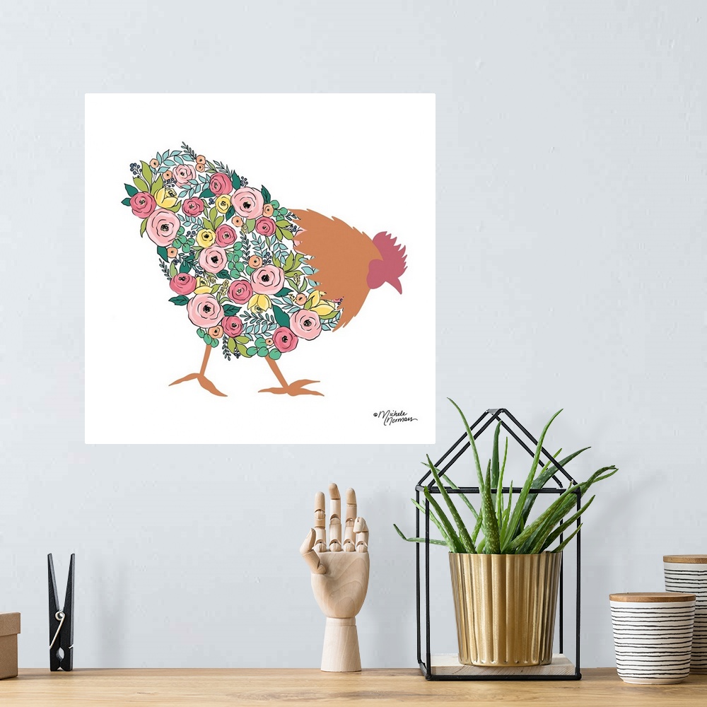 A bohemian room featuring Floral Rooster