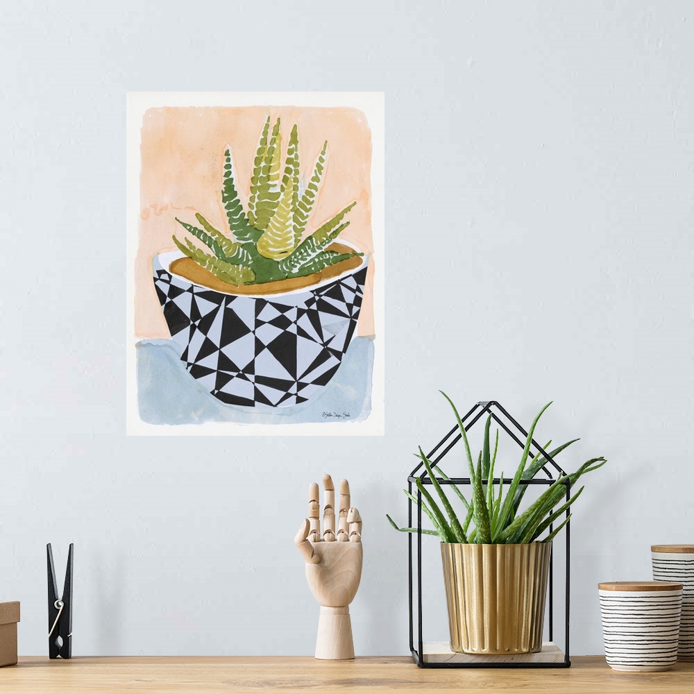 A bohemian room featuring Geo Vase with Succulent