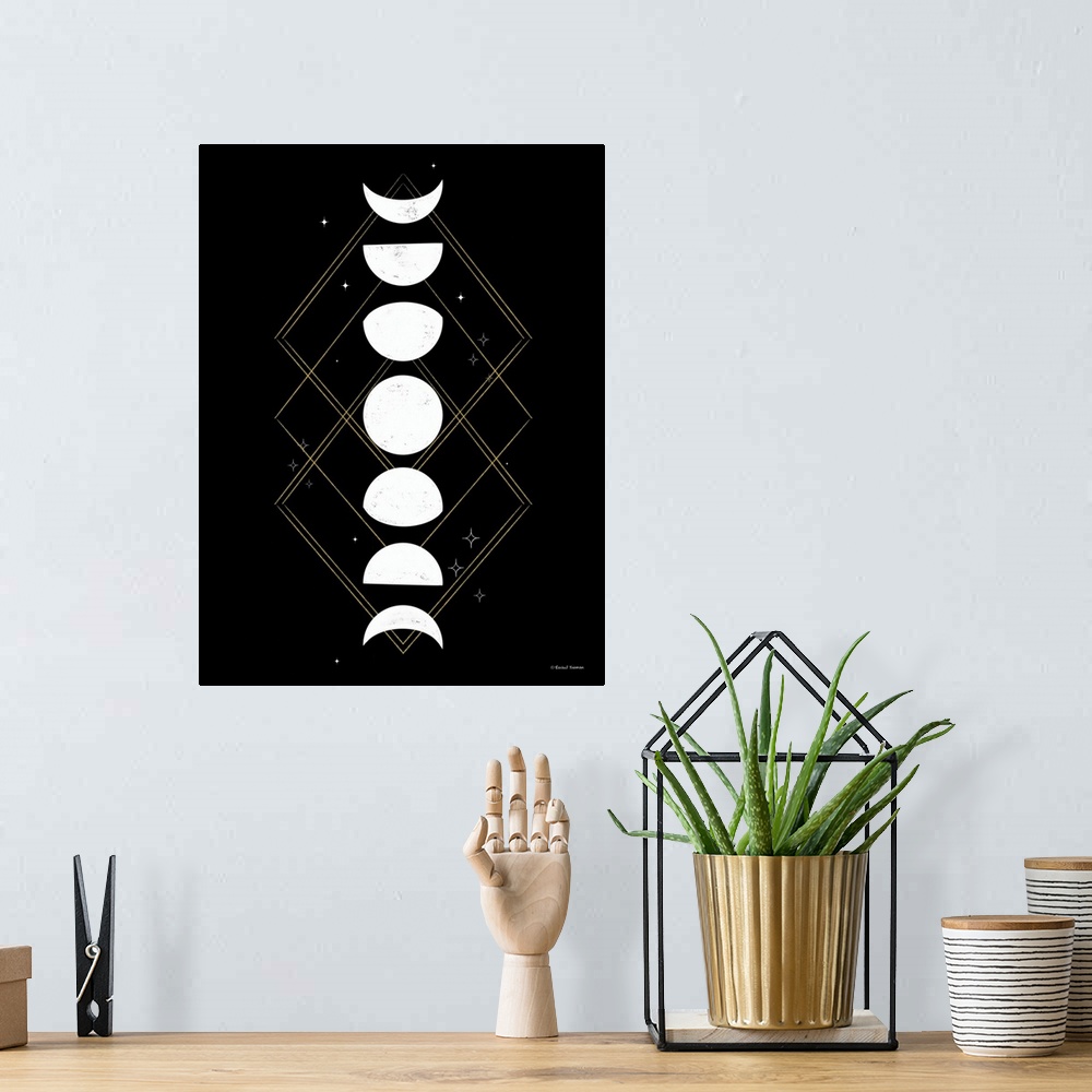 A bohemian room featuring Geometric Moon Phases