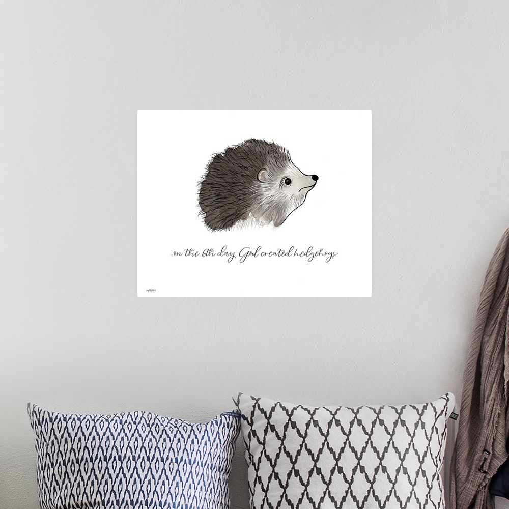 A bohemian room featuring God Created Hedgehogs