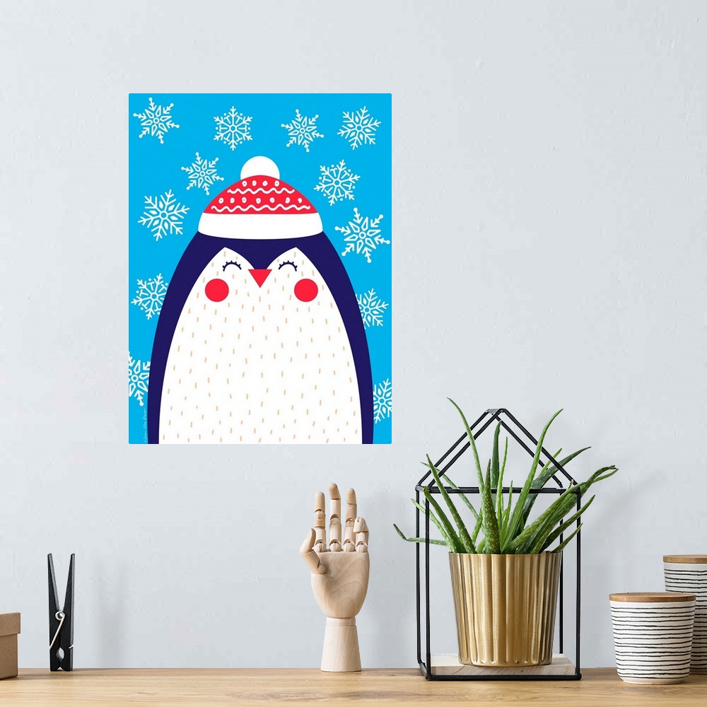 A bohemian room featuring Snowflake Penguin