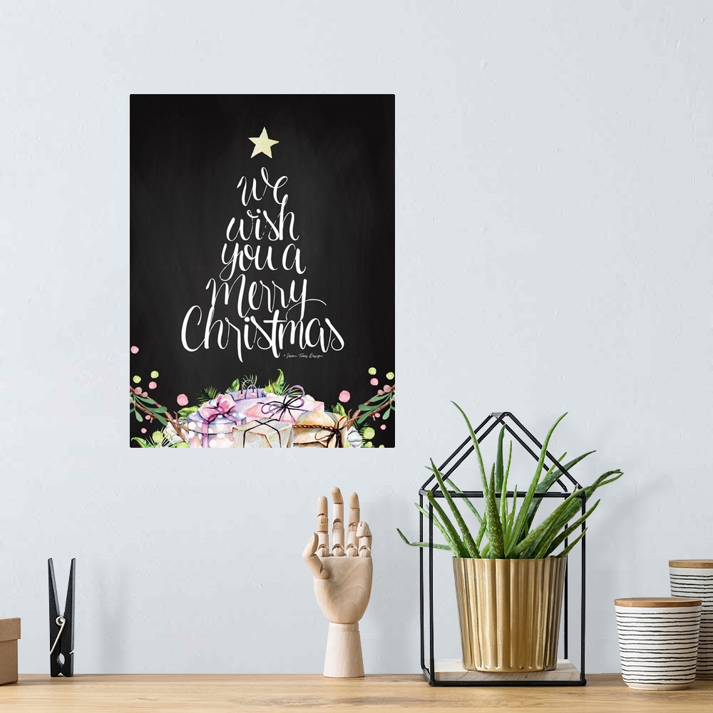A bohemian room featuring We Wish You a Merry Christmas