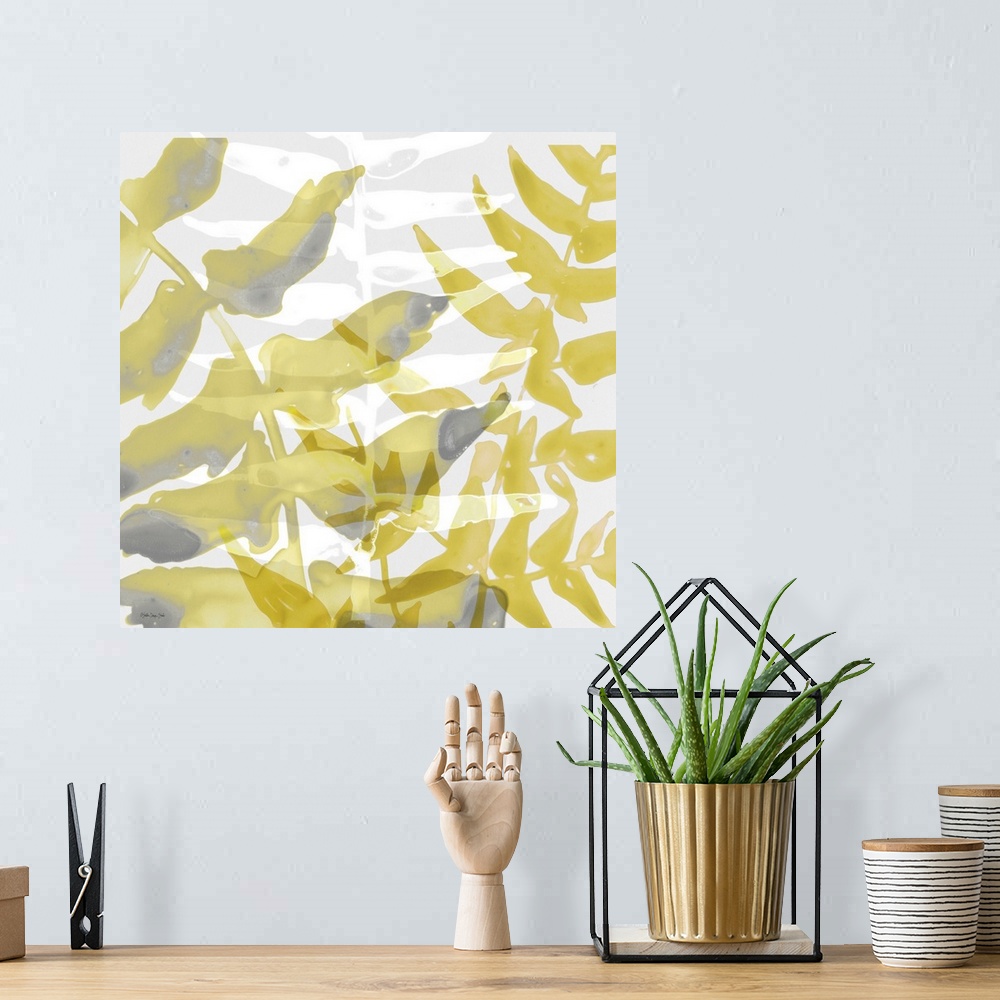 A bohemian room featuring Yellow-Gray Leaves 1