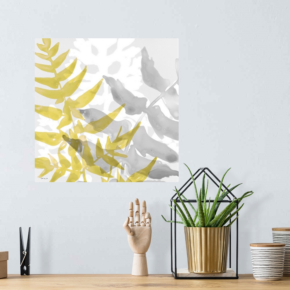 A bohemian room featuring Yellow-Gray Leaves 2