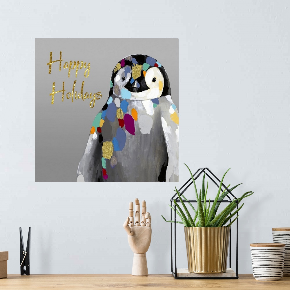 A bohemian room featuring Holiday Penguin