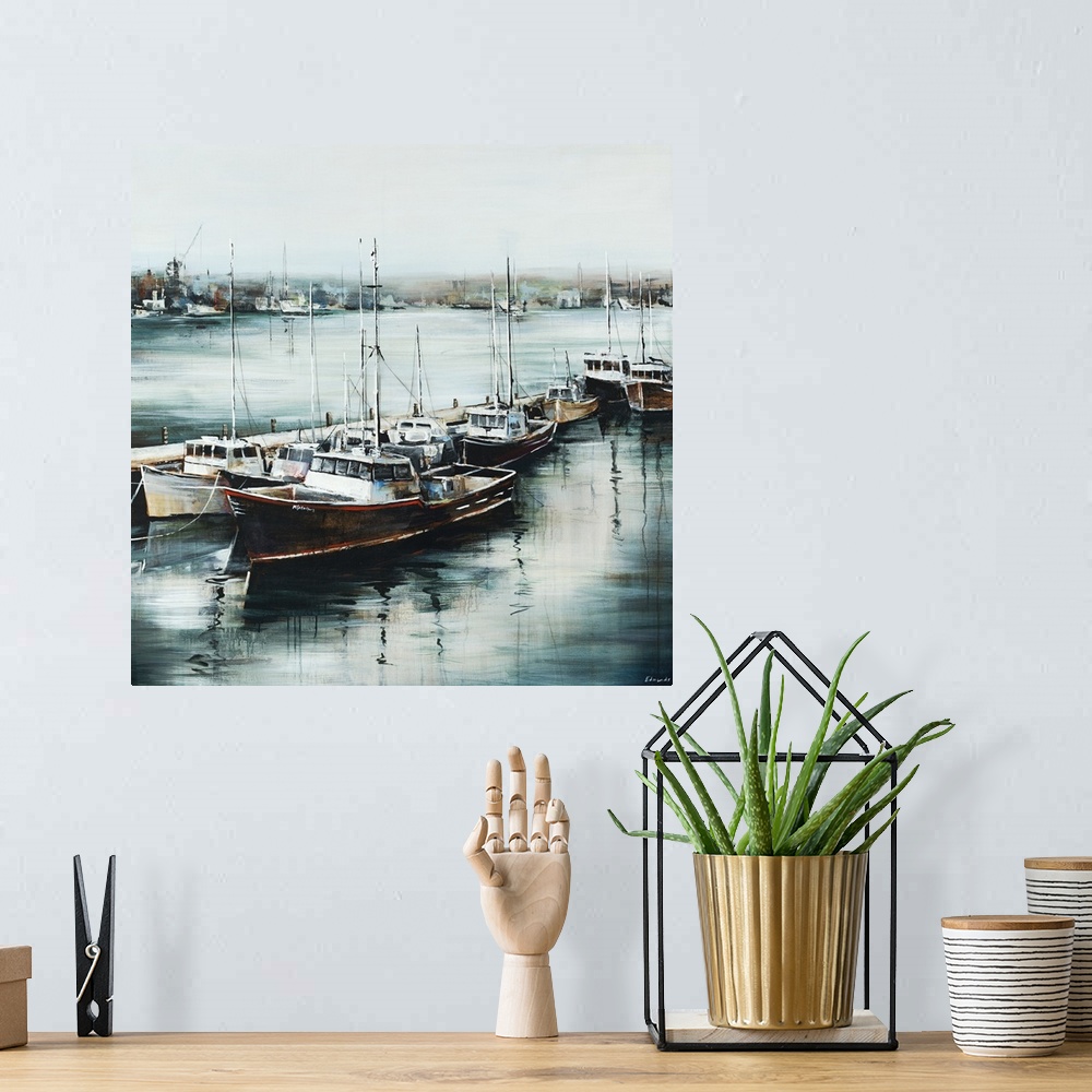 A bohemian room featuring Morning on the Dock