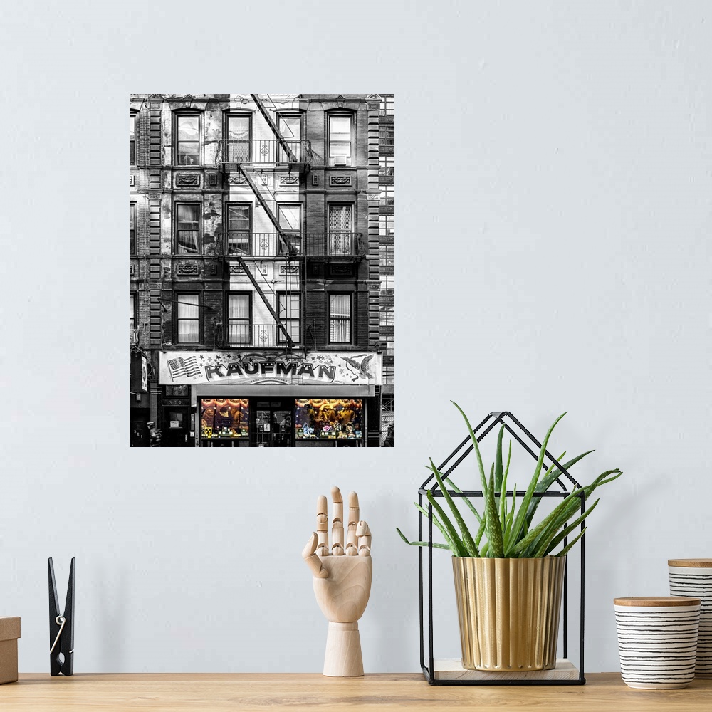A bohemian room featuring A photograph of New York city urban life.