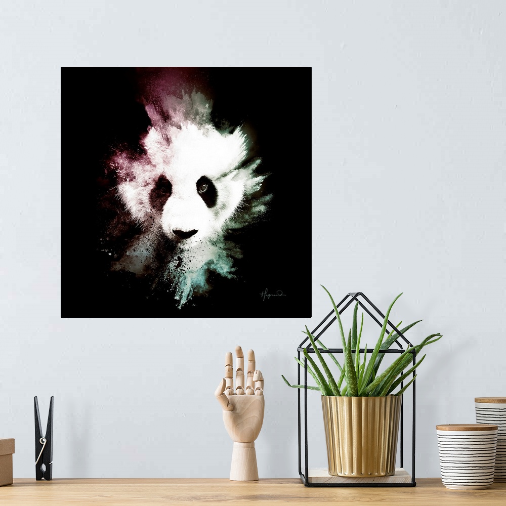 A bohemian room featuring Wild Explosion Square Collection - The Panda