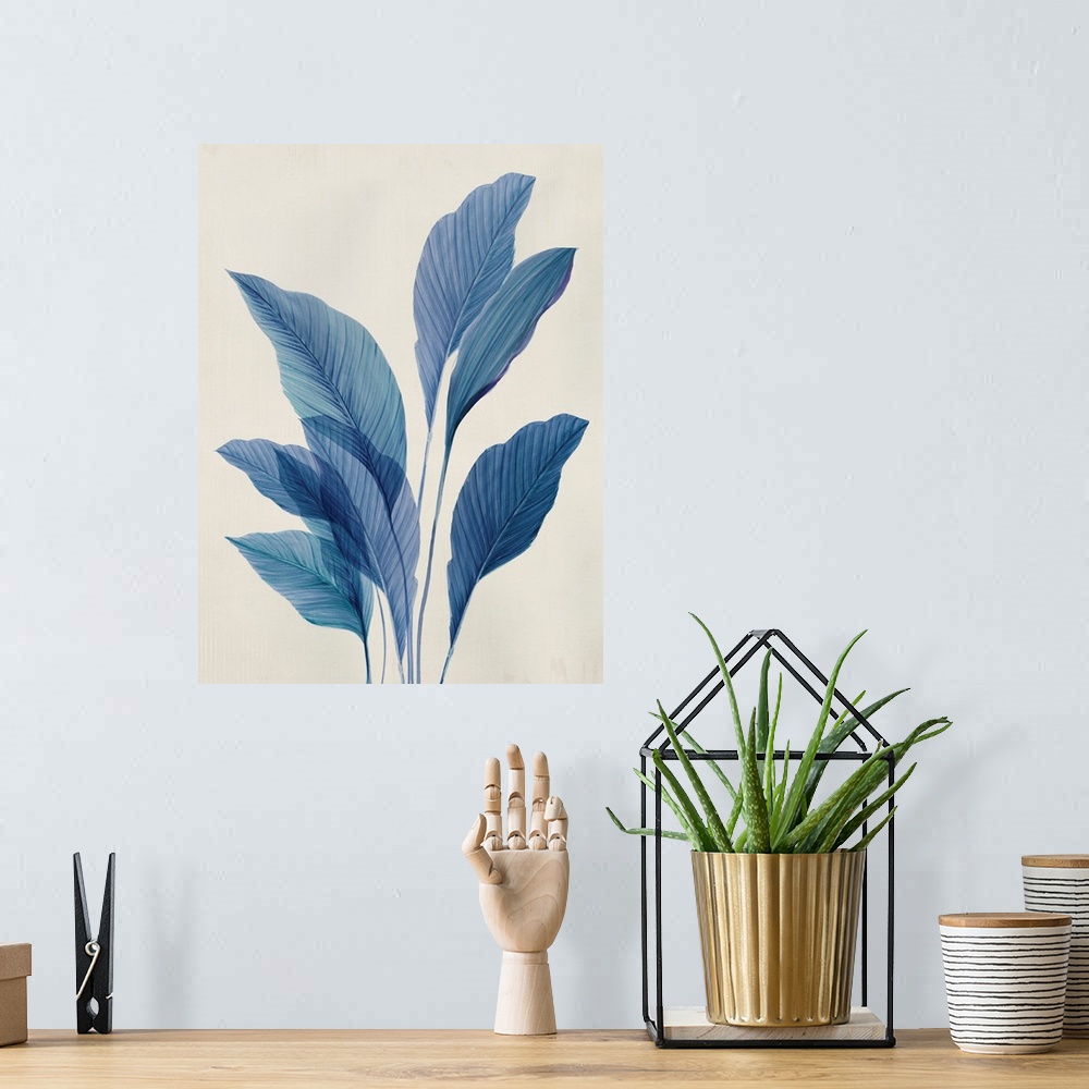 A bohemian room featuring Blue Palm Leaves II