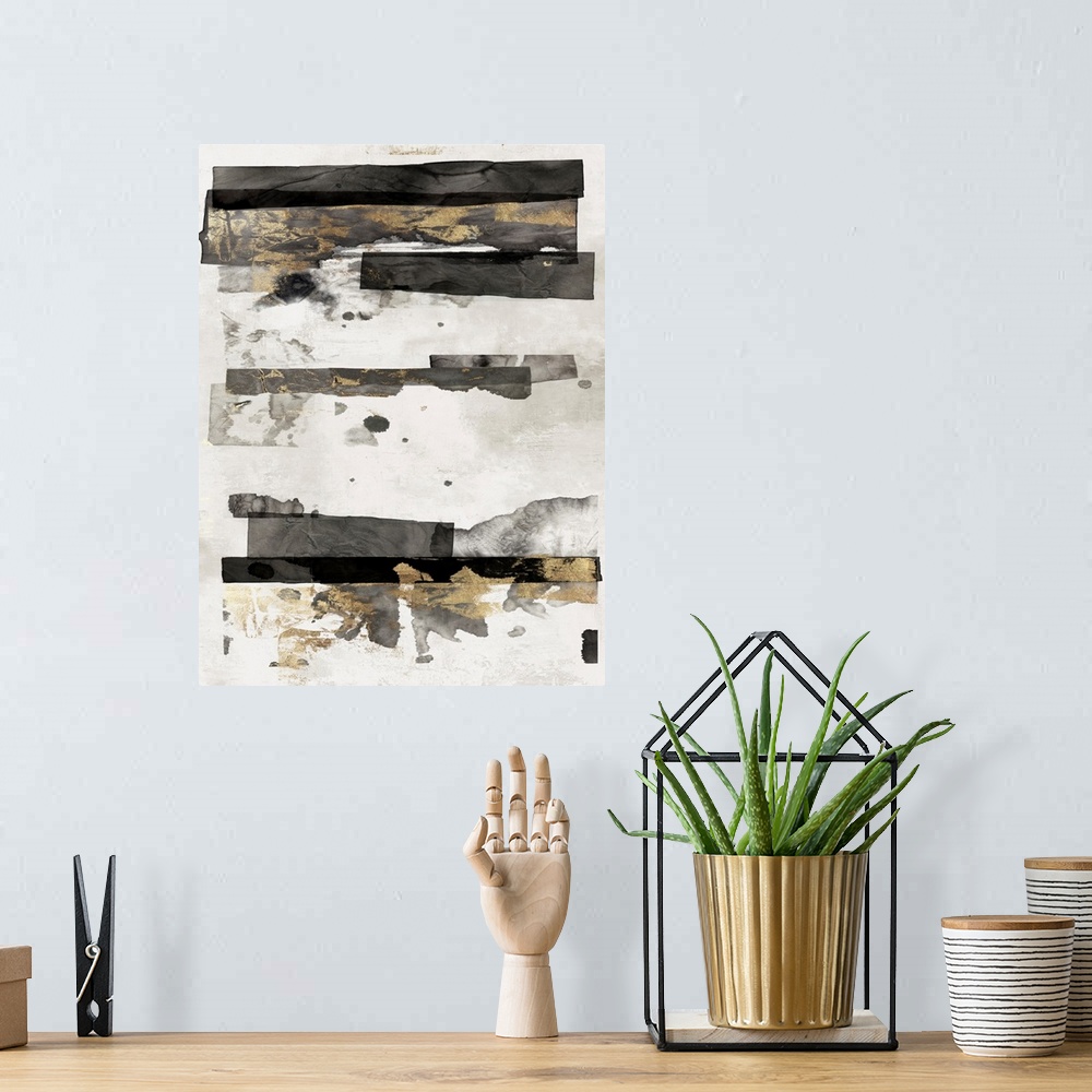 A bohemian room featuring Gold And Black Ink II