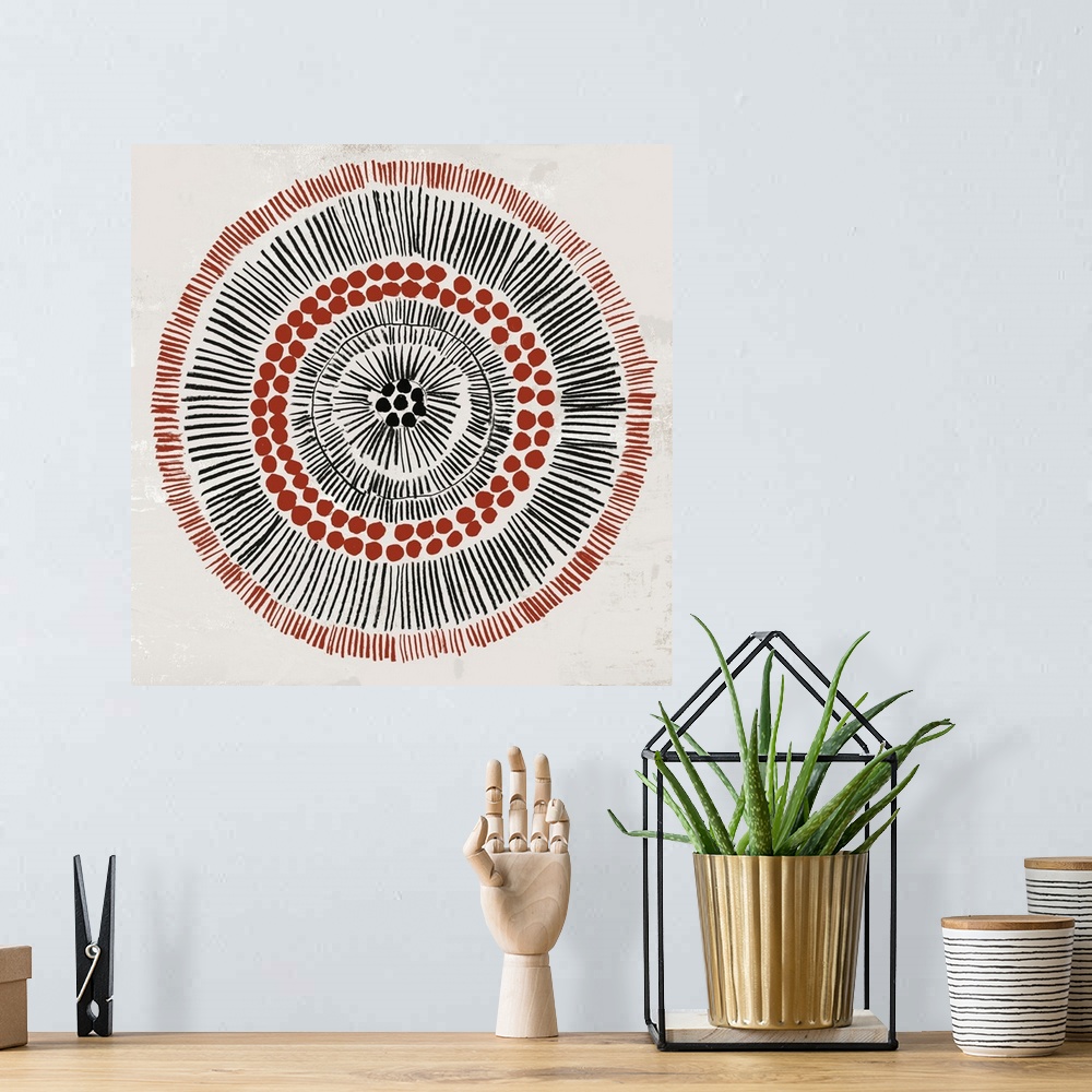 A bohemian room featuring Round Tribal I