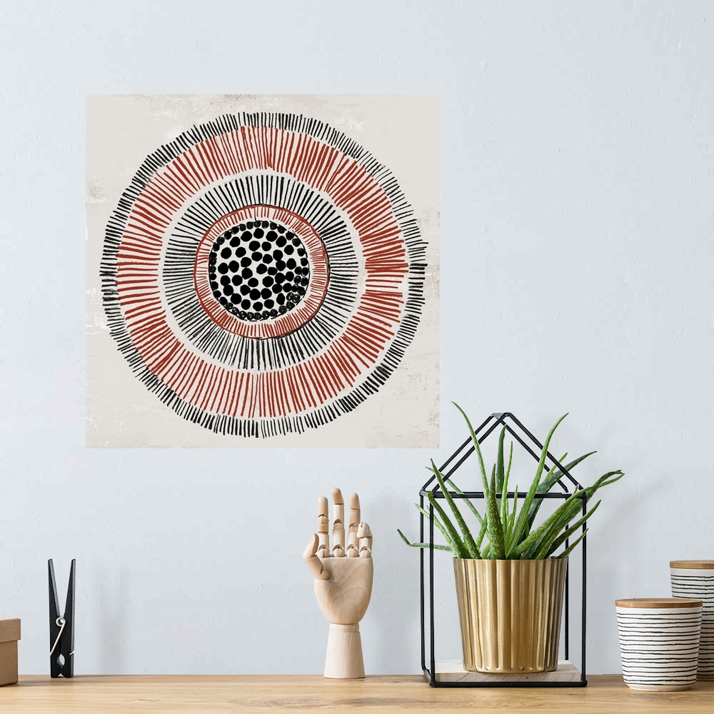 A bohemian room featuring Round Tribal II