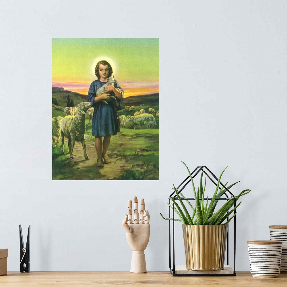 A bohemian room featuring Jesus Holding Lamb