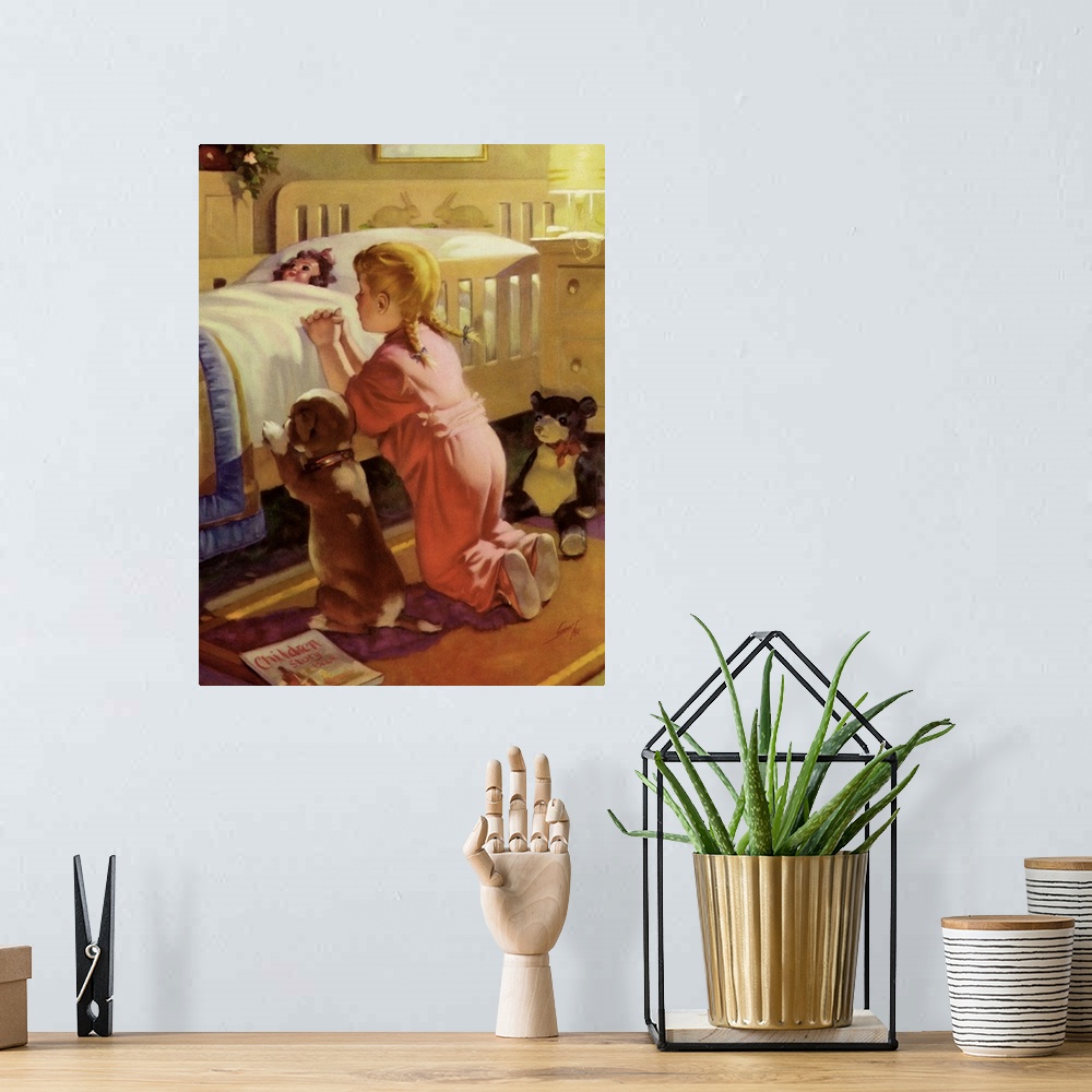 A bohemian room featuring Praying Child and Dog