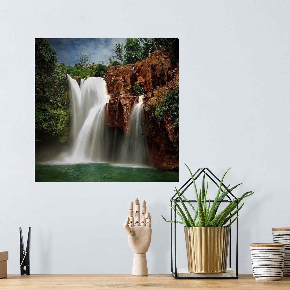 A bohemian room featuring Tegenungan Waterfalls