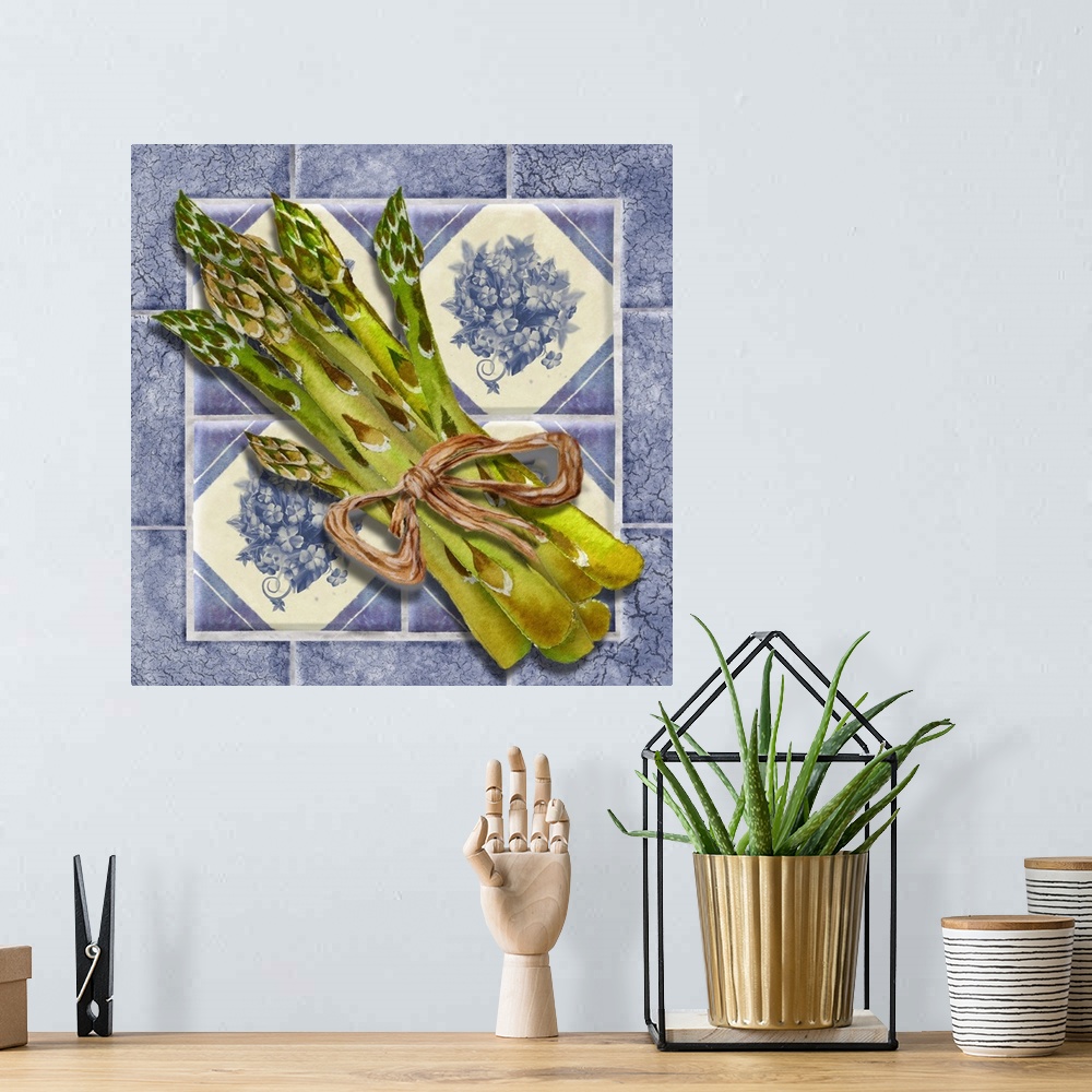 A bohemian room featuring Asparagus Tile