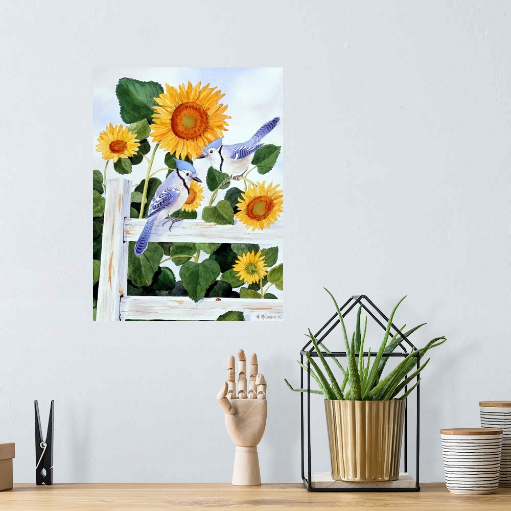 A bohemian room featuring Bluejays and Sunflowers