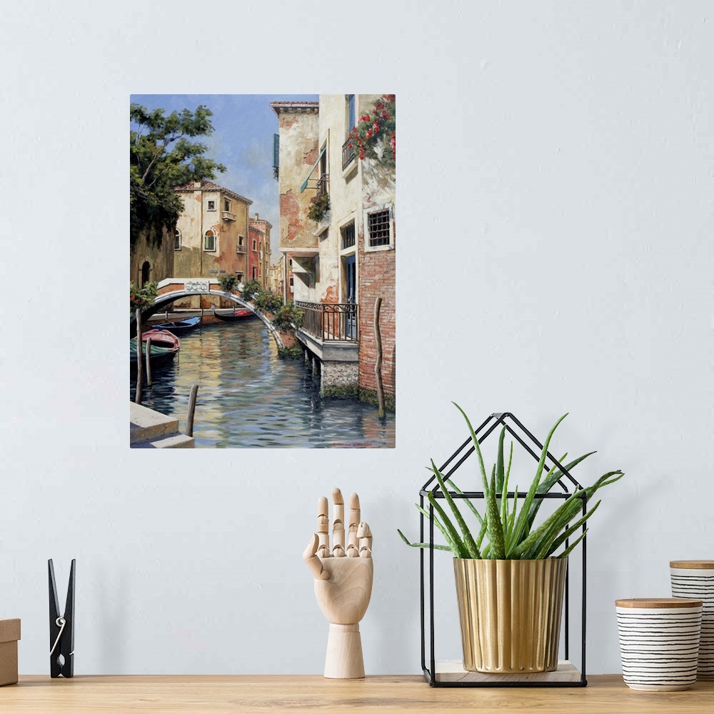 A bohemian room featuring On a Quiet Canal in Venice