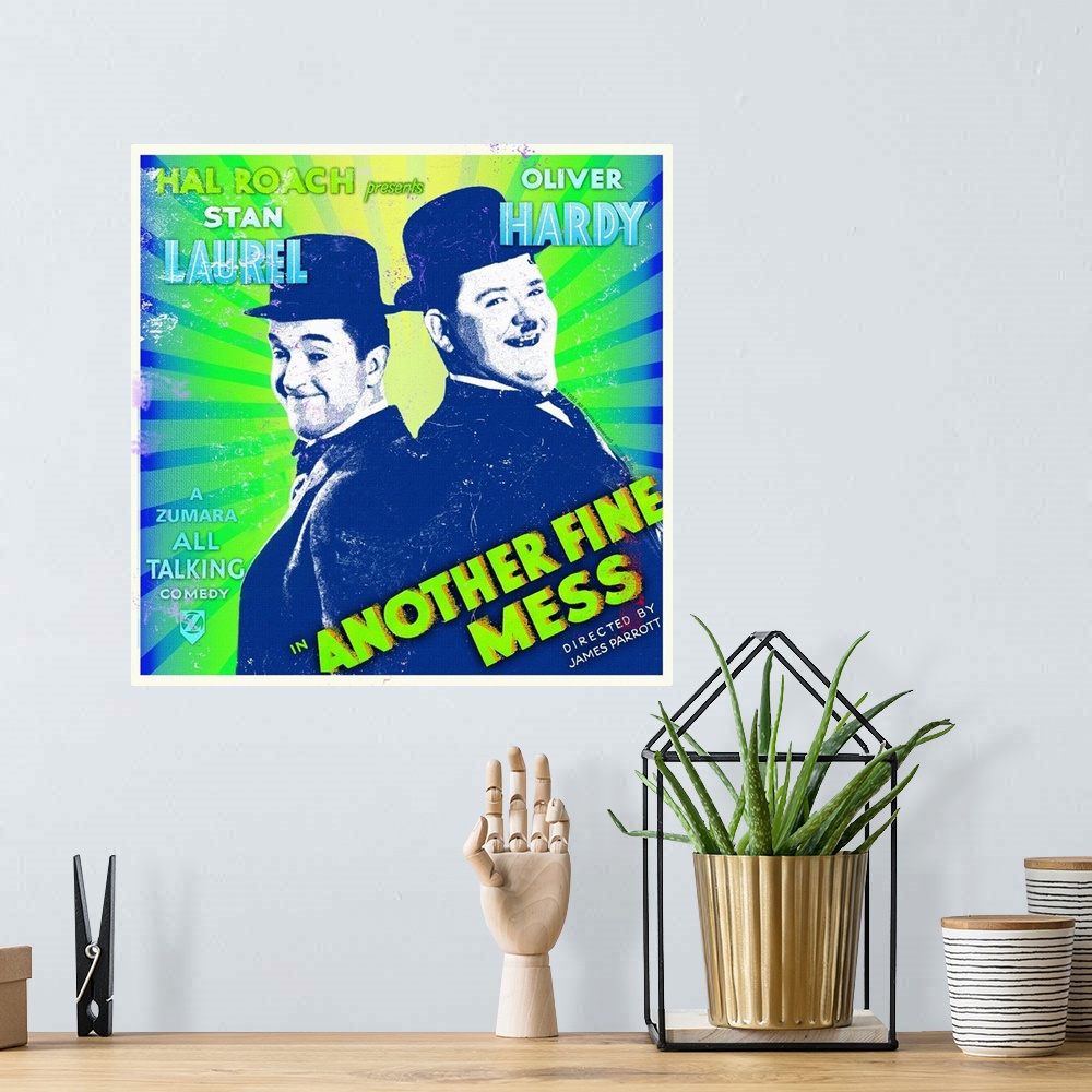 A bohemian room featuring Laurel and Hardy Watercolor Another Fine Mess