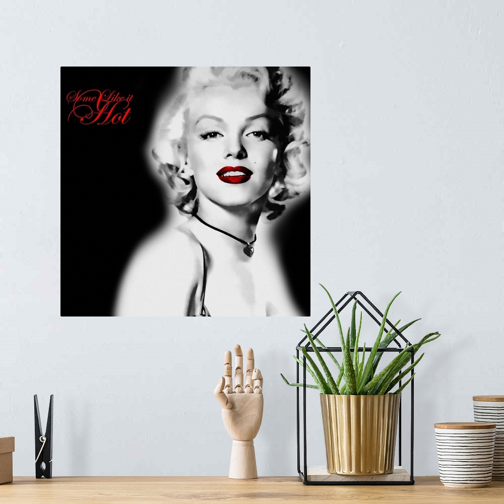 A bohemian room featuring Photograph of American actress, model, and singer Norma Jeane Mortenson with one of her hit song ...