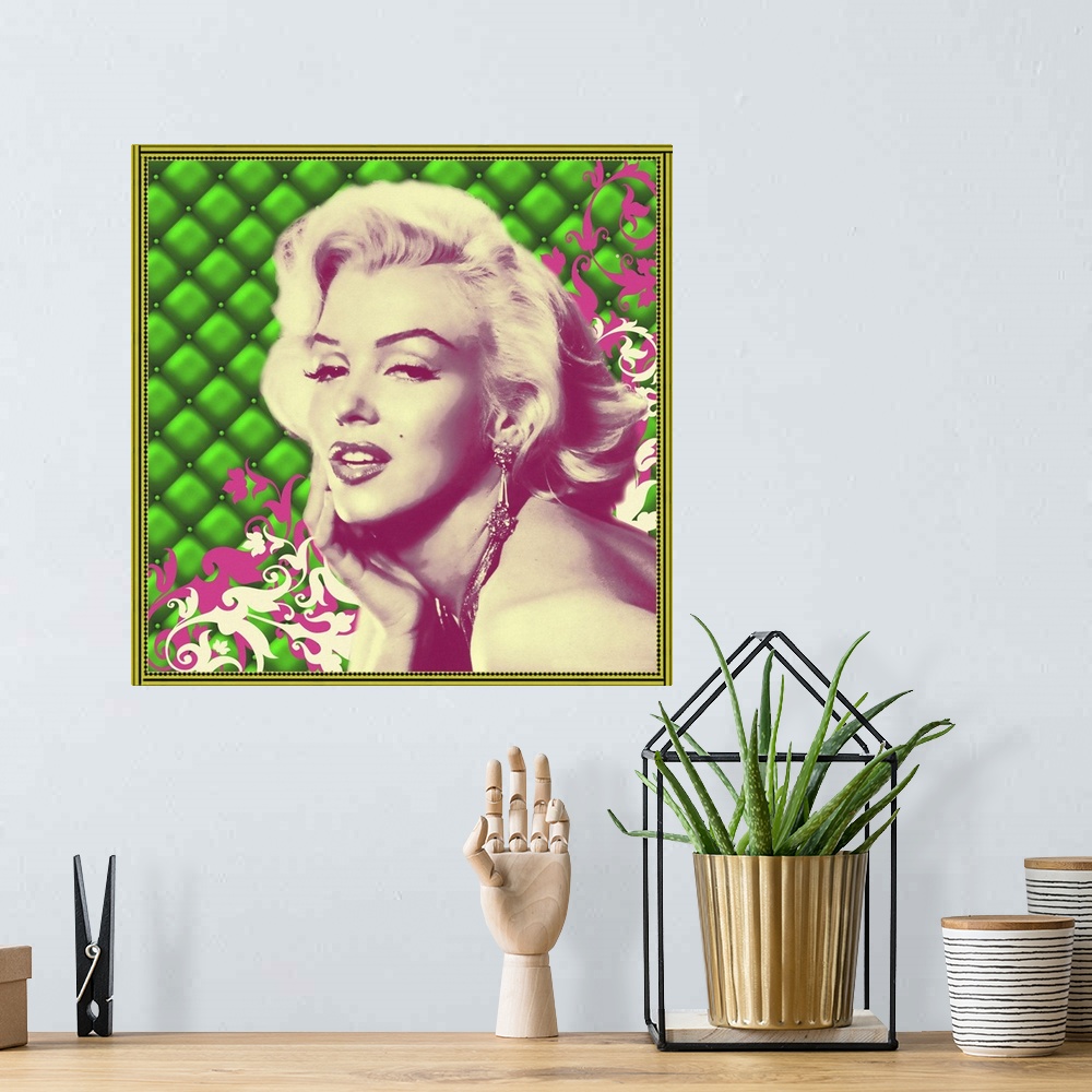 A bohemian room featuring Marilyn Monroe Padded Floral Green/Pink