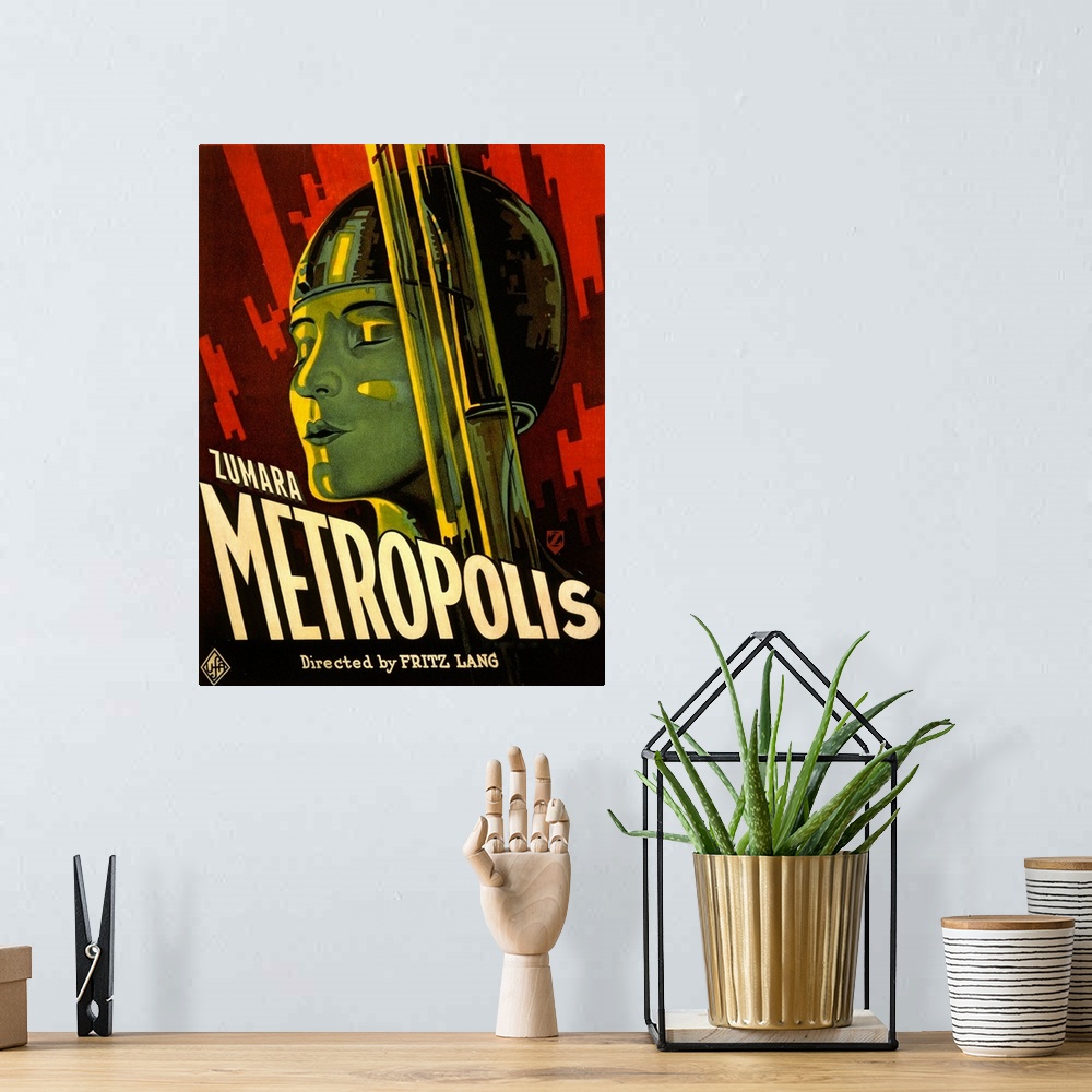 A bohemian room featuring Metropolis Original Sci Fi Movie Poster