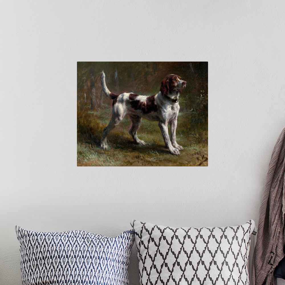A bohemian room featuring This painting, made from life about 1856, depicts a dog that belonged to a gentleman known as the...