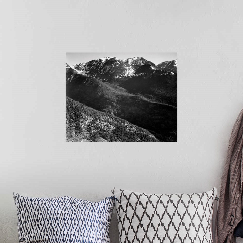 A bohemian room featuring In Rocky Mountain National Park, panorama of hills and mountains.