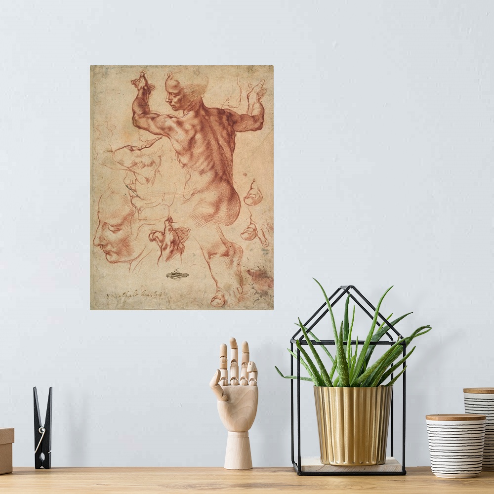 A bohemian room featuring This double-sided sheet of closely observed life studies is the most magnificent drawing by Miche...