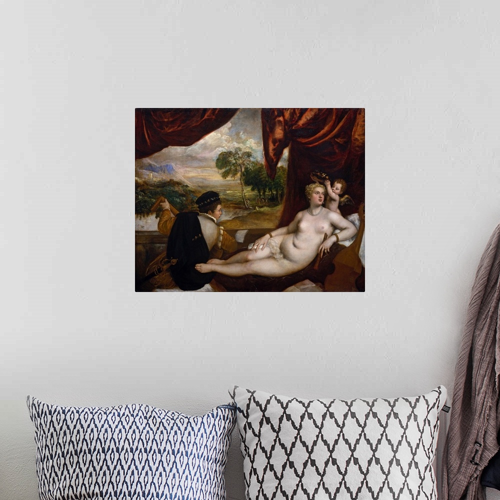 A bohemian room featuring Titian and his workshop treated the theme of Venus and a musician at various times during the lat...