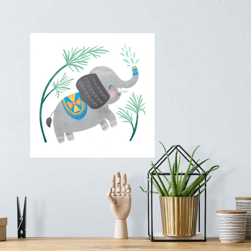 A bohemian room featuring Playful Pals - Elephant