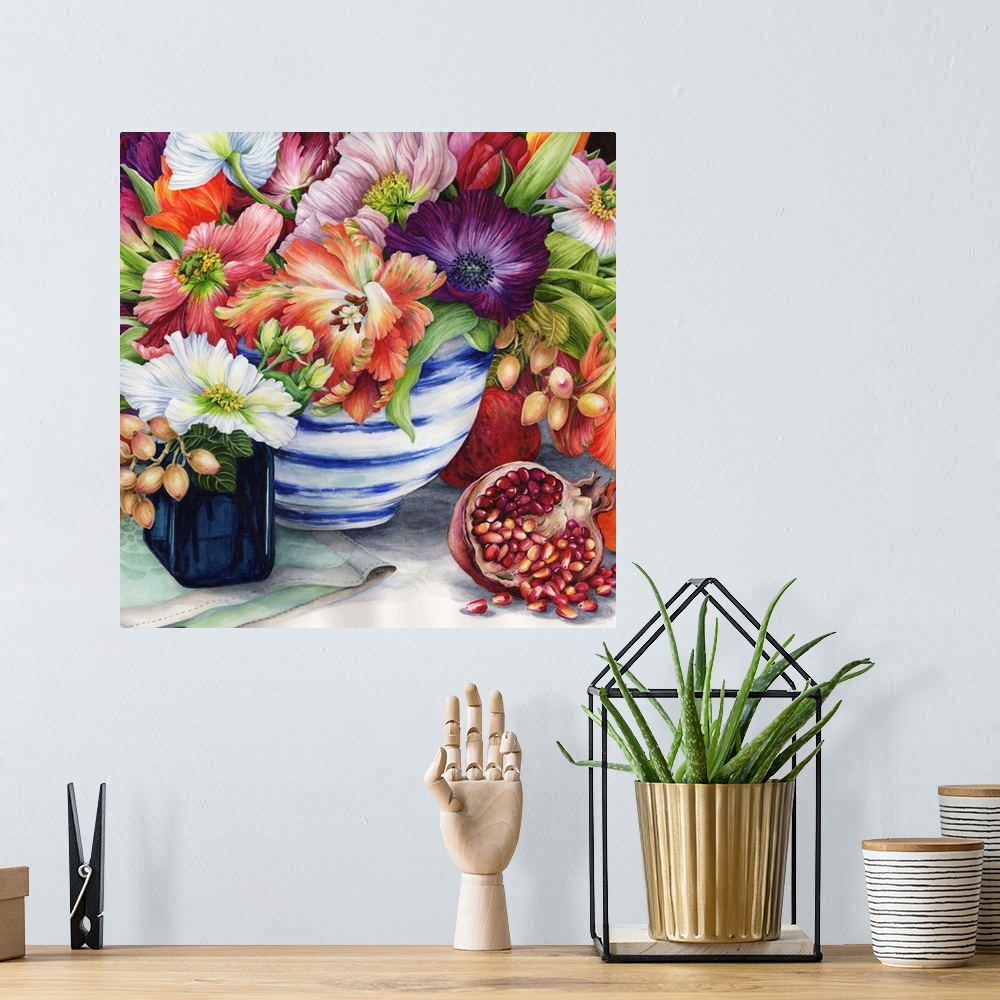 A bohemian room featuring Vibrant Bouquet Still Life