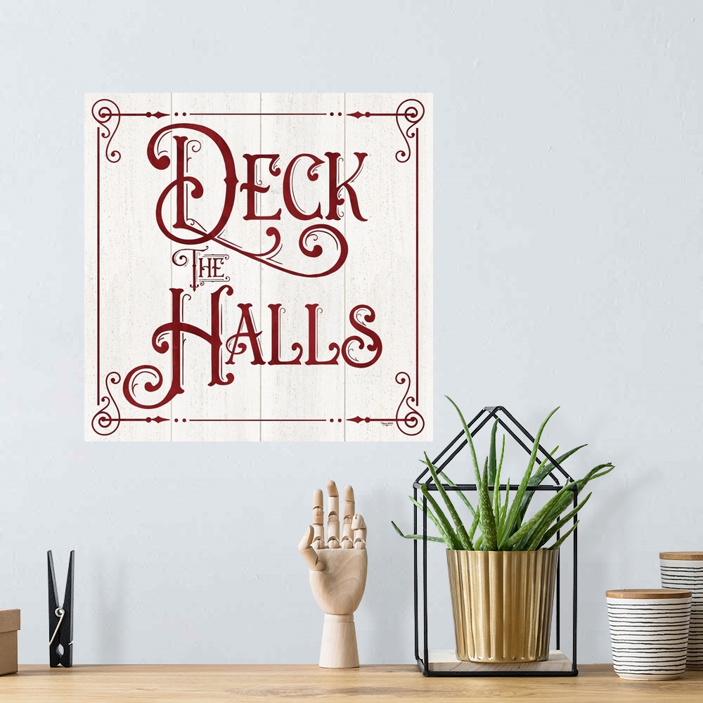 A bohemian room featuring Vintage Christmas Signs II-Deck the Halls