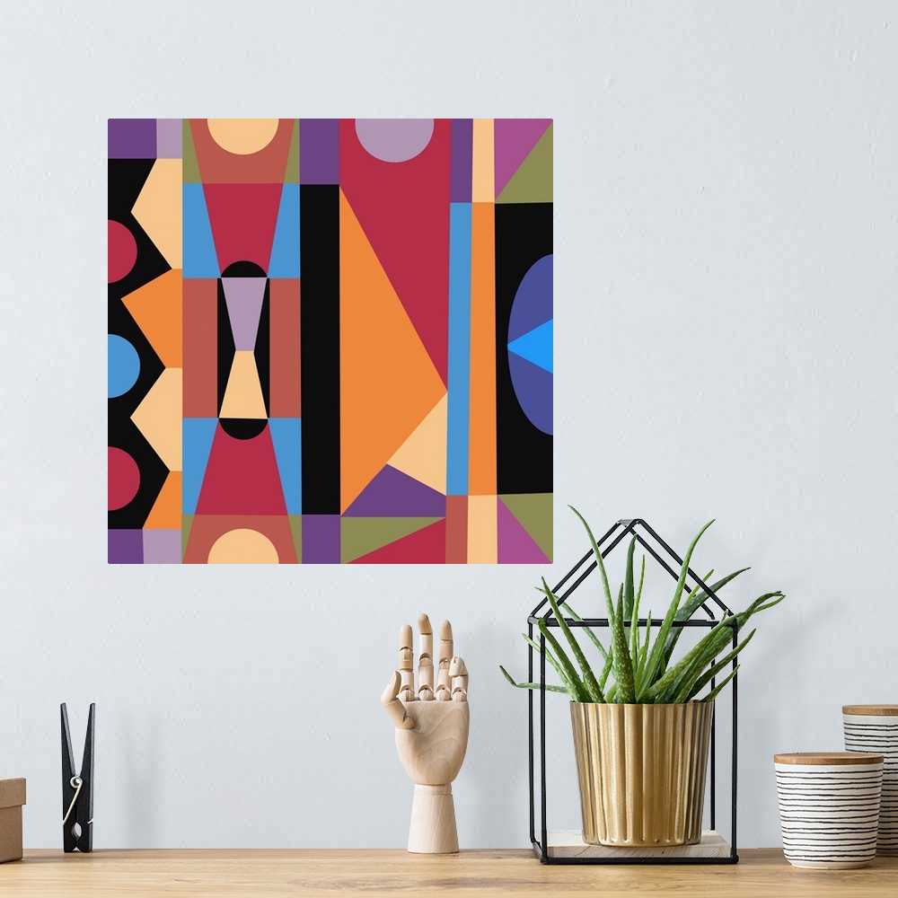 A bohemian room featuring Modern geometric abstract design.