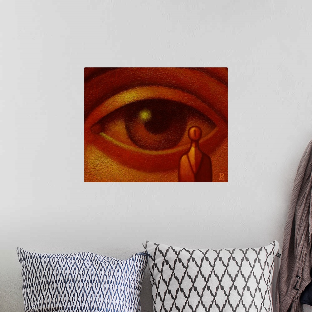 A bohemian room featuring Conceptual painting of Big Brother's GIANT eyeball watching you.