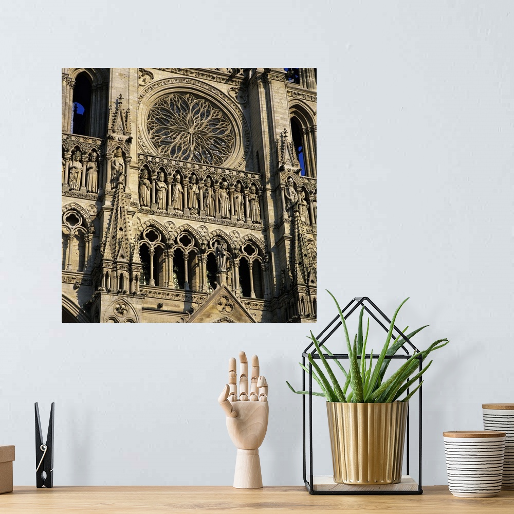 A bohemian room featuring Detail of west front, Notre Dame Cathedral, Amiens, Picardy, France