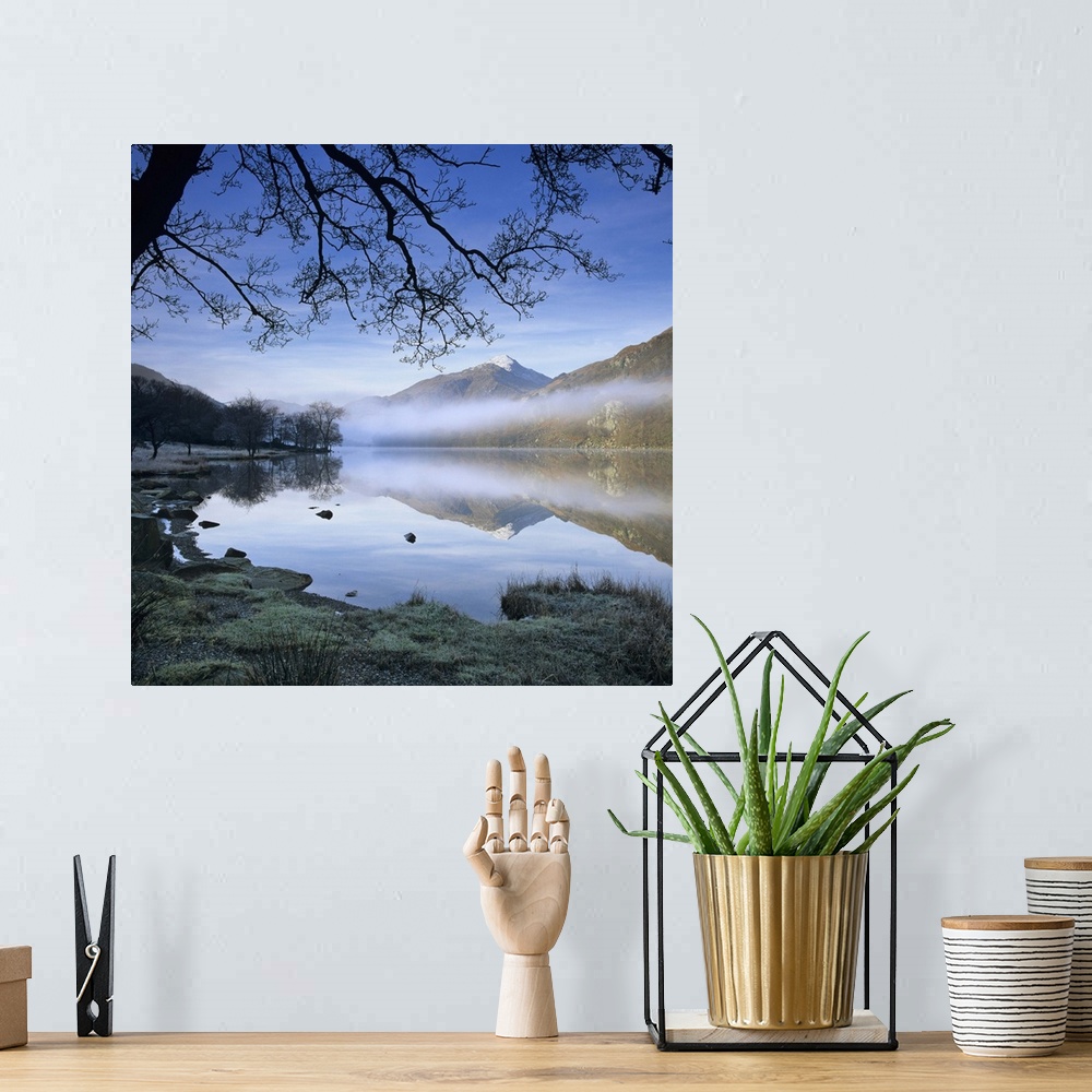 A bohemian room featuring Mist over Llyn Gwynant and Snowdon, Snowdonia National Park, Conwy, Wales