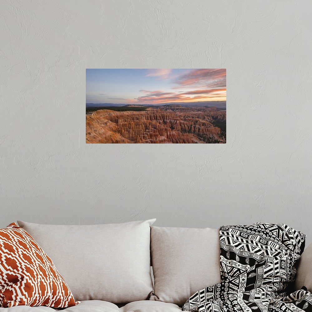 A bohemian room featuring Panoramic view over the Silent City from the Rim Trail at Inspiration Point, dawn, Bryce Canyon N...
