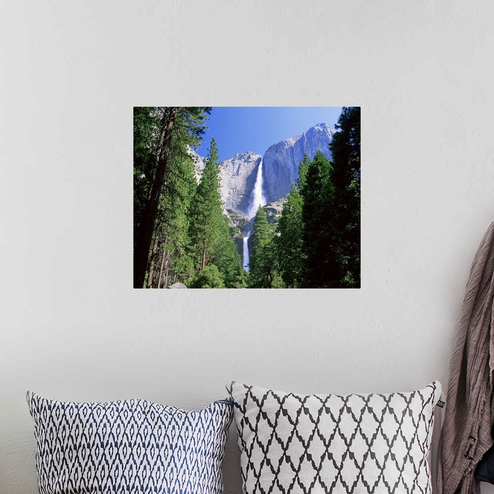 A bohemian room featuring Upper and Lower Yosemite Falls, Yosemite National Park, California