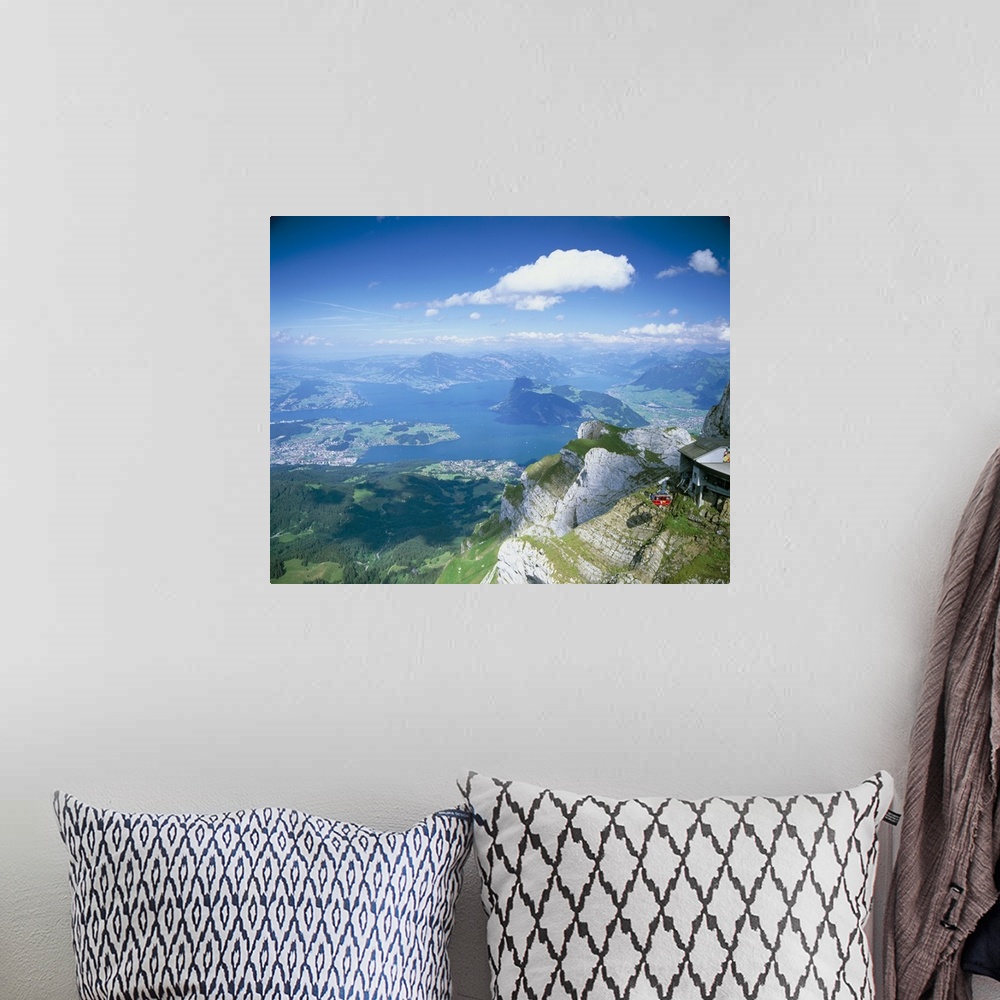 A bohemian room featuring View from Mount Pilatus over Lake Lucerne, Switzerland