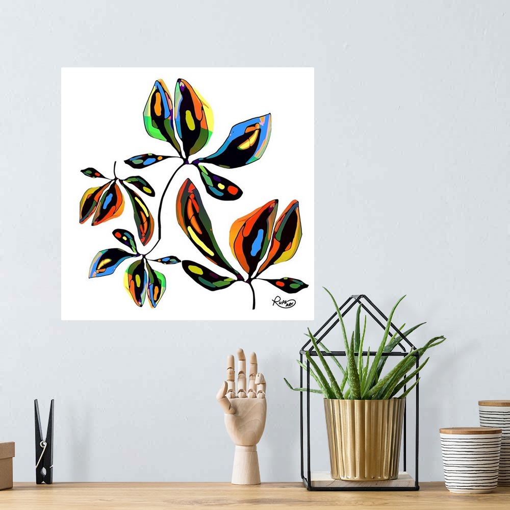 A bohemian room featuring Abstract Leaves Two