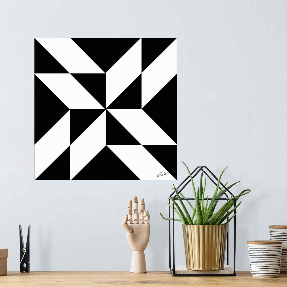 A bohemian room featuring Black And White Geometry