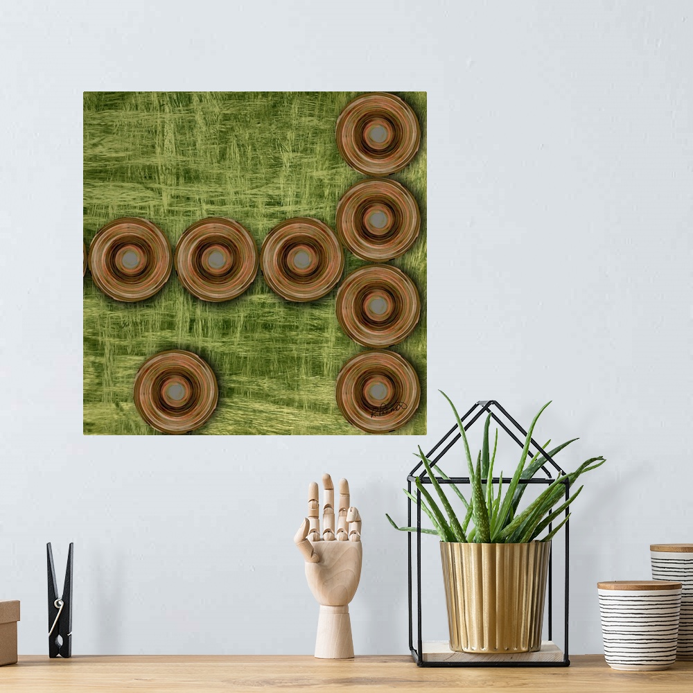 A bohemian room featuring Circles On Green Two