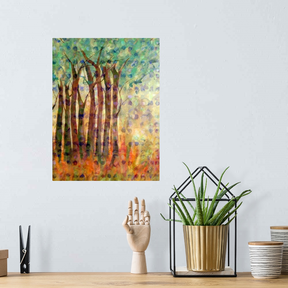A bohemian room featuring Pattern Trees Two