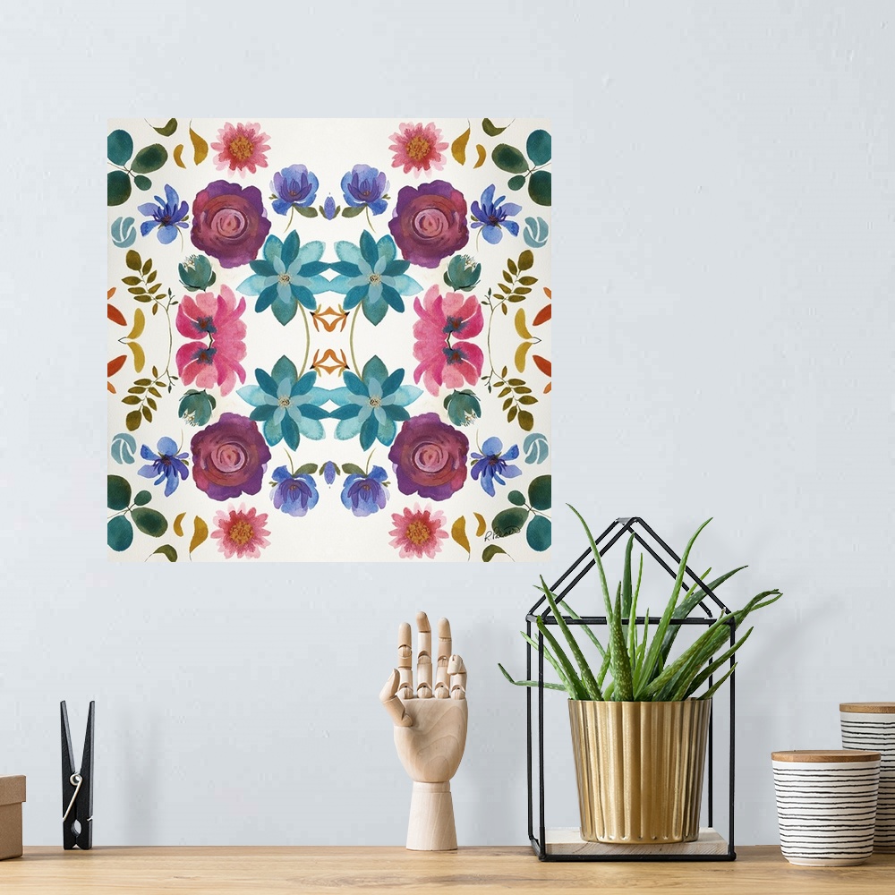 A bohemian room featuring Watercolor Floral Pattern Two