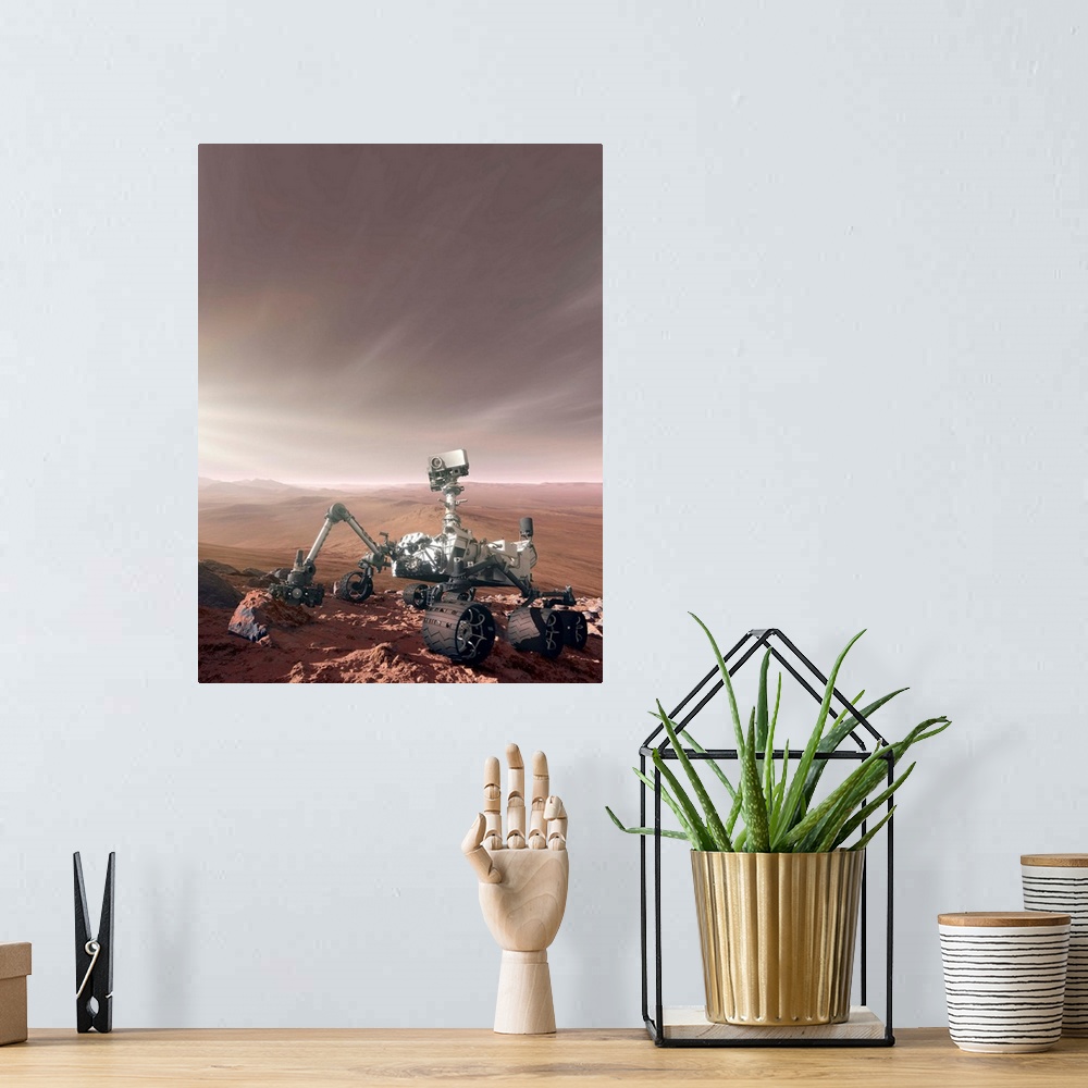 A bohemian room featuring Curiosity rover. Computer artwork of the Mars Science Laboratory (MSL) mission rover, Curiosity, ...