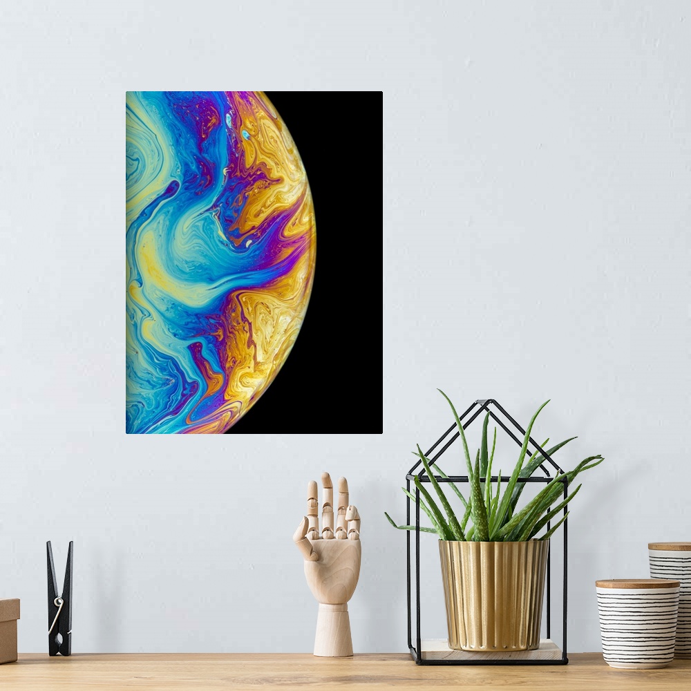 A bohemian room featuring Soap bubble colours. The movement in the thin film is due to the interaction between gravity and ...