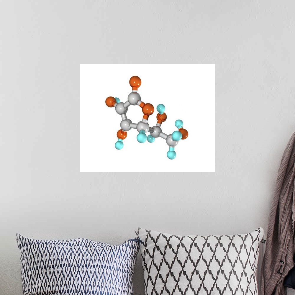 A bohemian room featuring Vitamin C. Computer model of a molecule of the water-soluble trace nutrient vitamin C. It is also...